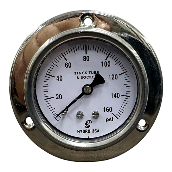 160 psi pressure gauge front flange for panel mount