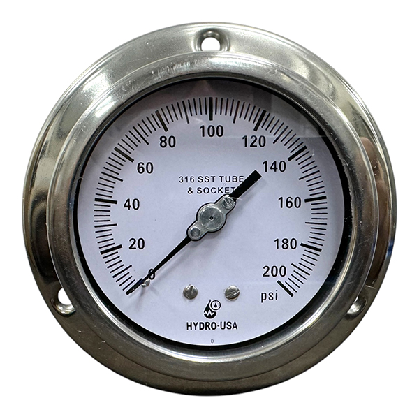 200 psi pressure gauge front flange - panel mount