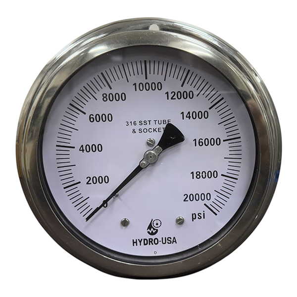 20000 psi pressure gauge 6 inch dial. front flange