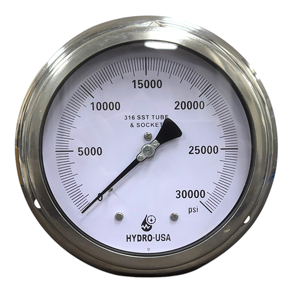 30,000 psi pressure gauge 6 inch dial front flange