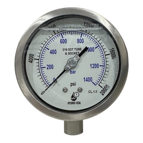 20000 psi pressure gauge bottom mount