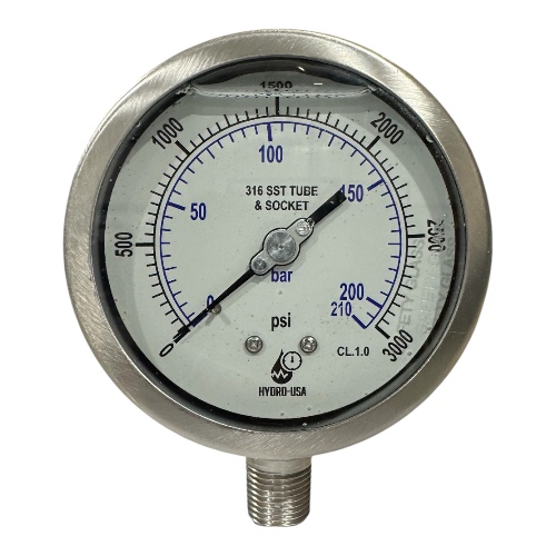 3000 psi pressure gauge bottom mount