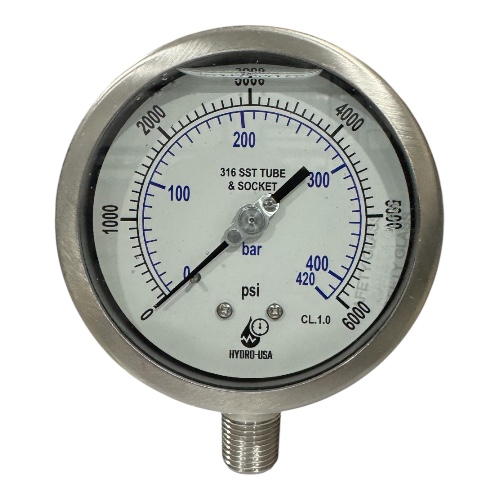 6000 psi pressure gauge bottom connection