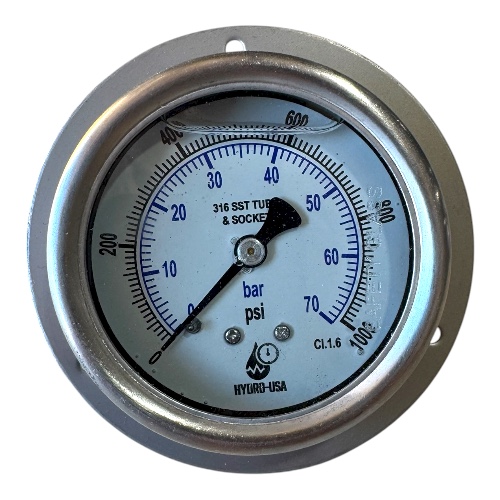 1000 psi front flange pressure gauge 2.5 dial stainless