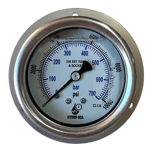 10000 psi front flange pressure gauge 2.5 dial stainless