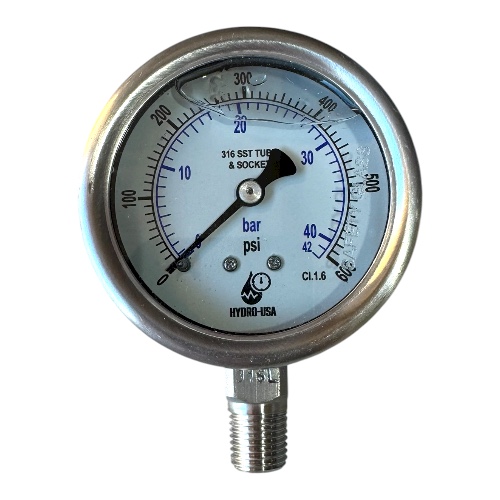 600 psi pressure gauge 2.5 dial bottom connection stianless