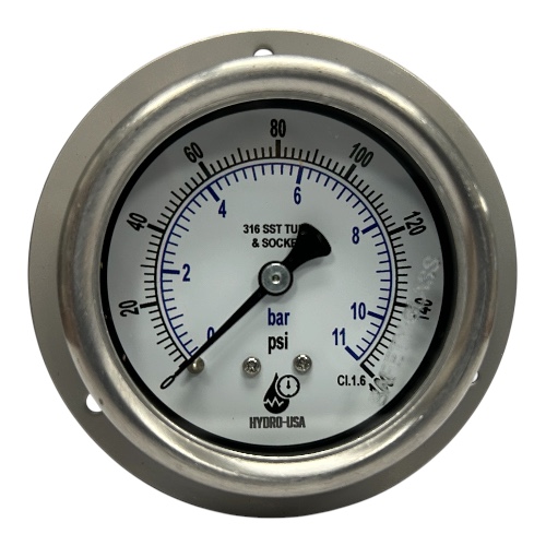 160 psi front flange pressure gauge 2.5 dial stainless