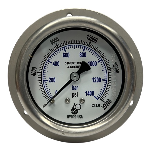 20000 psi front flange pressure gauge 2.5 dial stainless