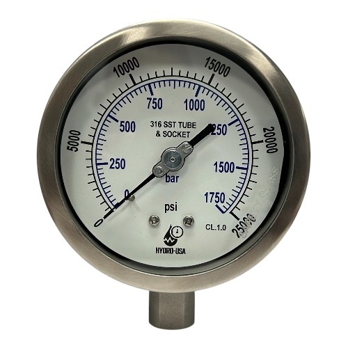 25000 psi pressure gauge bottom connection