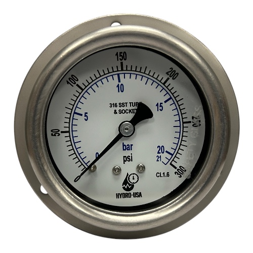 300 psi front flange pressure gauge 2.5 dial stainless