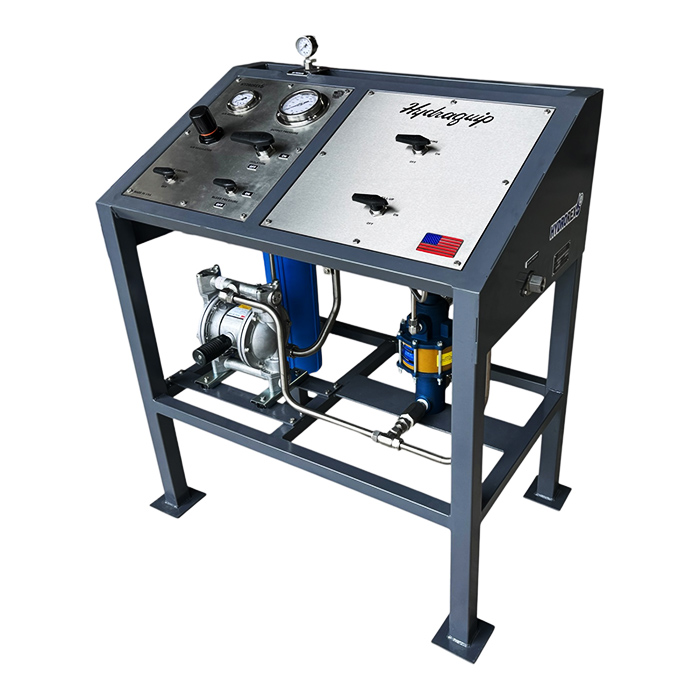Hydrostatic pressure test system pump for hoses pressure tests